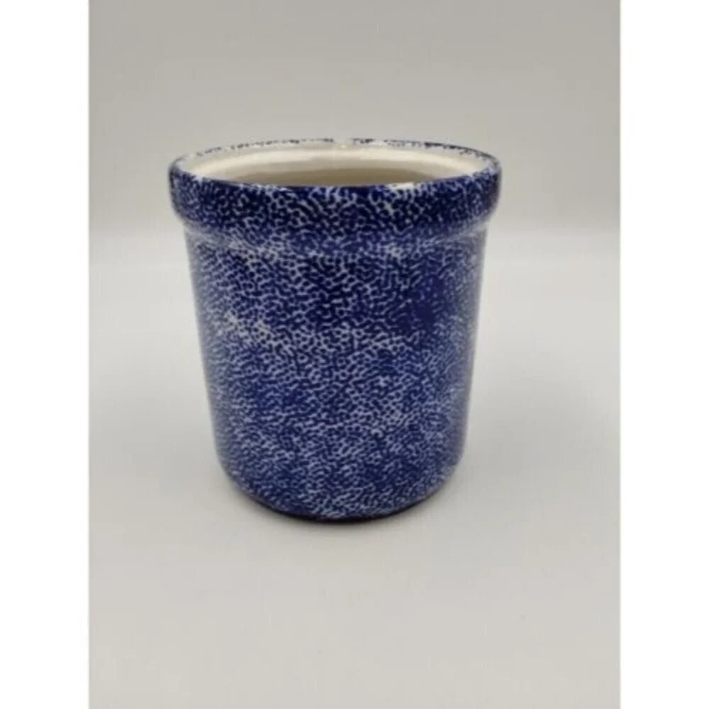 Corelle Coordinates Jay Imports Blue Hearts Stoneware Jar Utensil Holder 80s